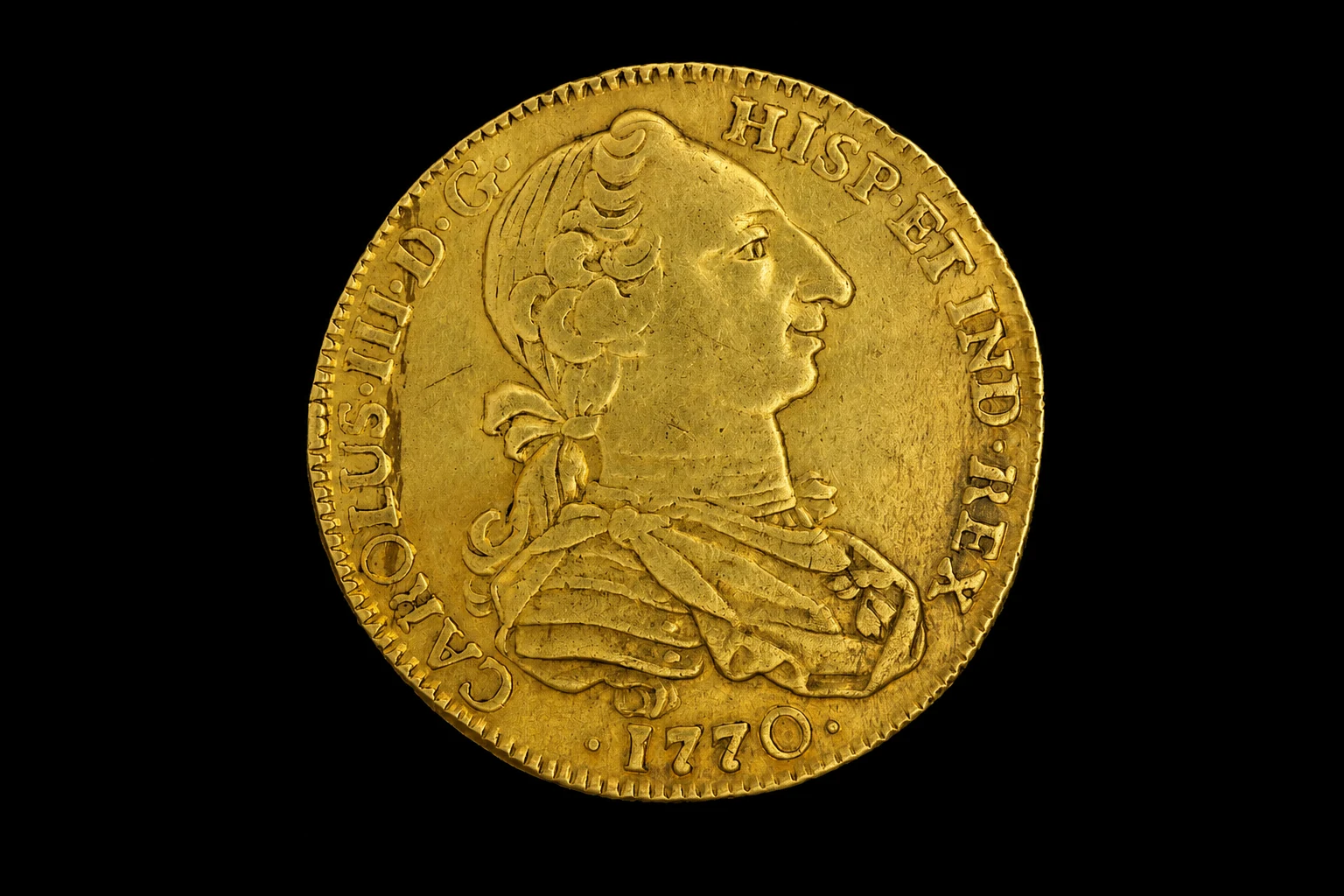 4 escudos de Carlos III, Nuevo Reino, 1770 sobre 1767, ensayadores V/JJ