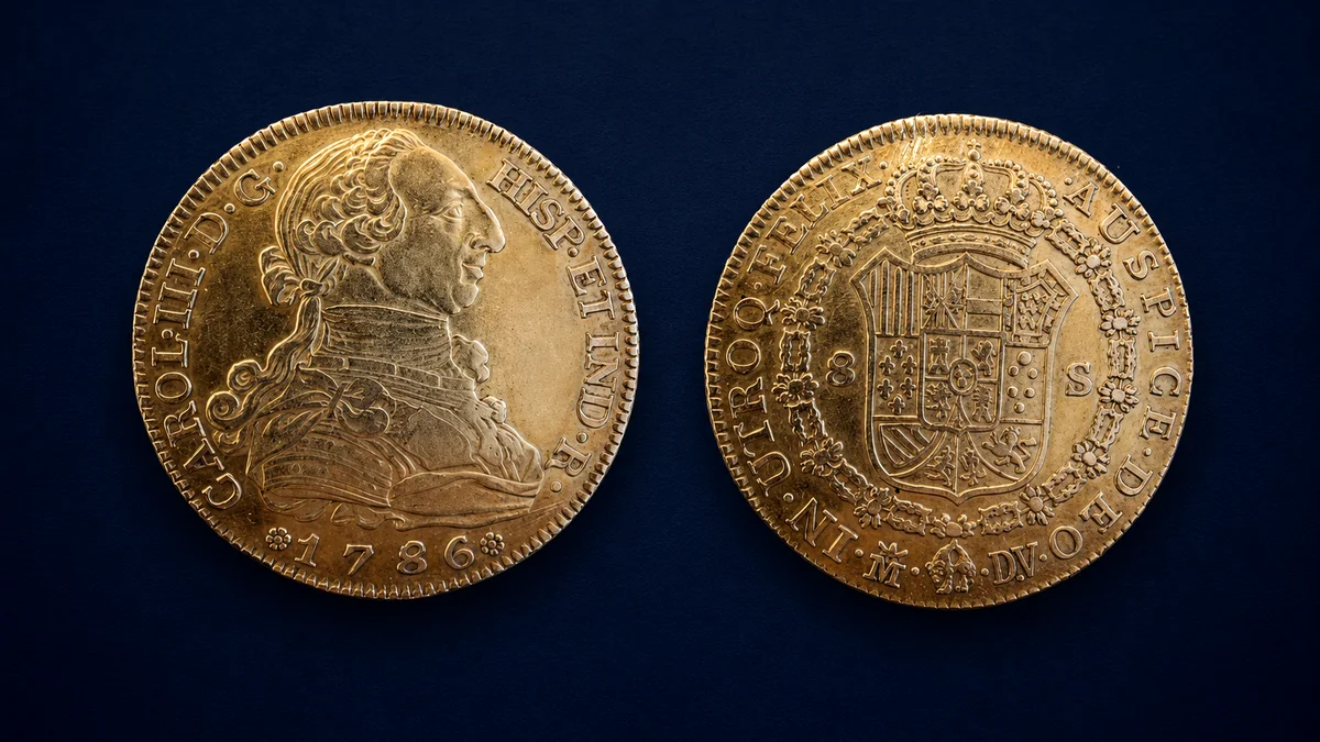 Cuánto vale una moneda de 8 escudos de oro Carlos III Madrid 1786