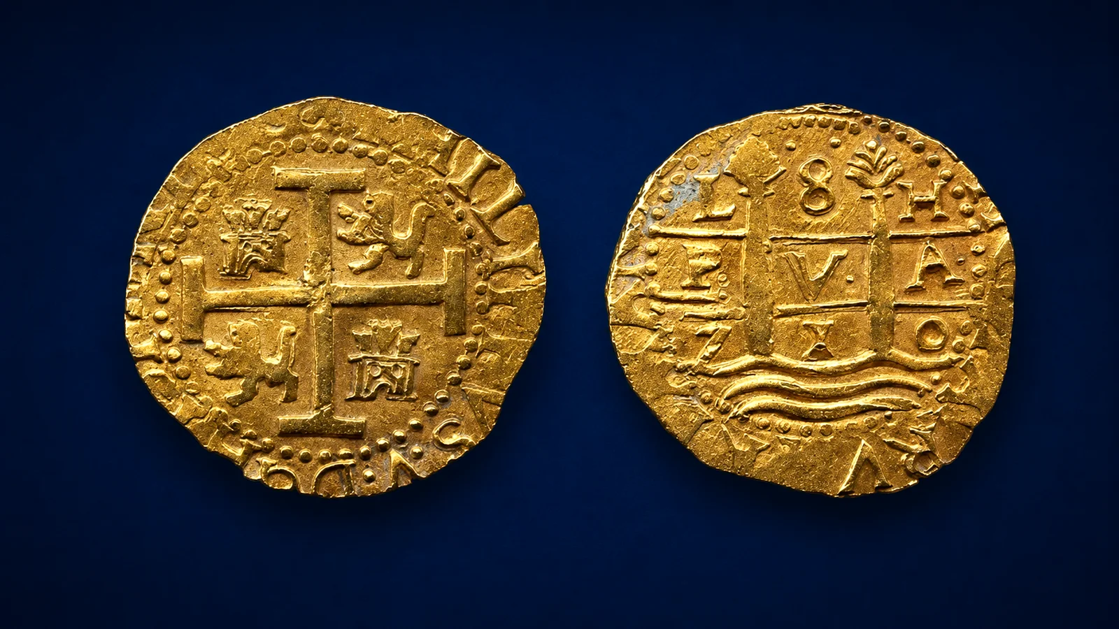 Monedas antiguas de oro españolas: 8 escudos Felipe V Lima 1710